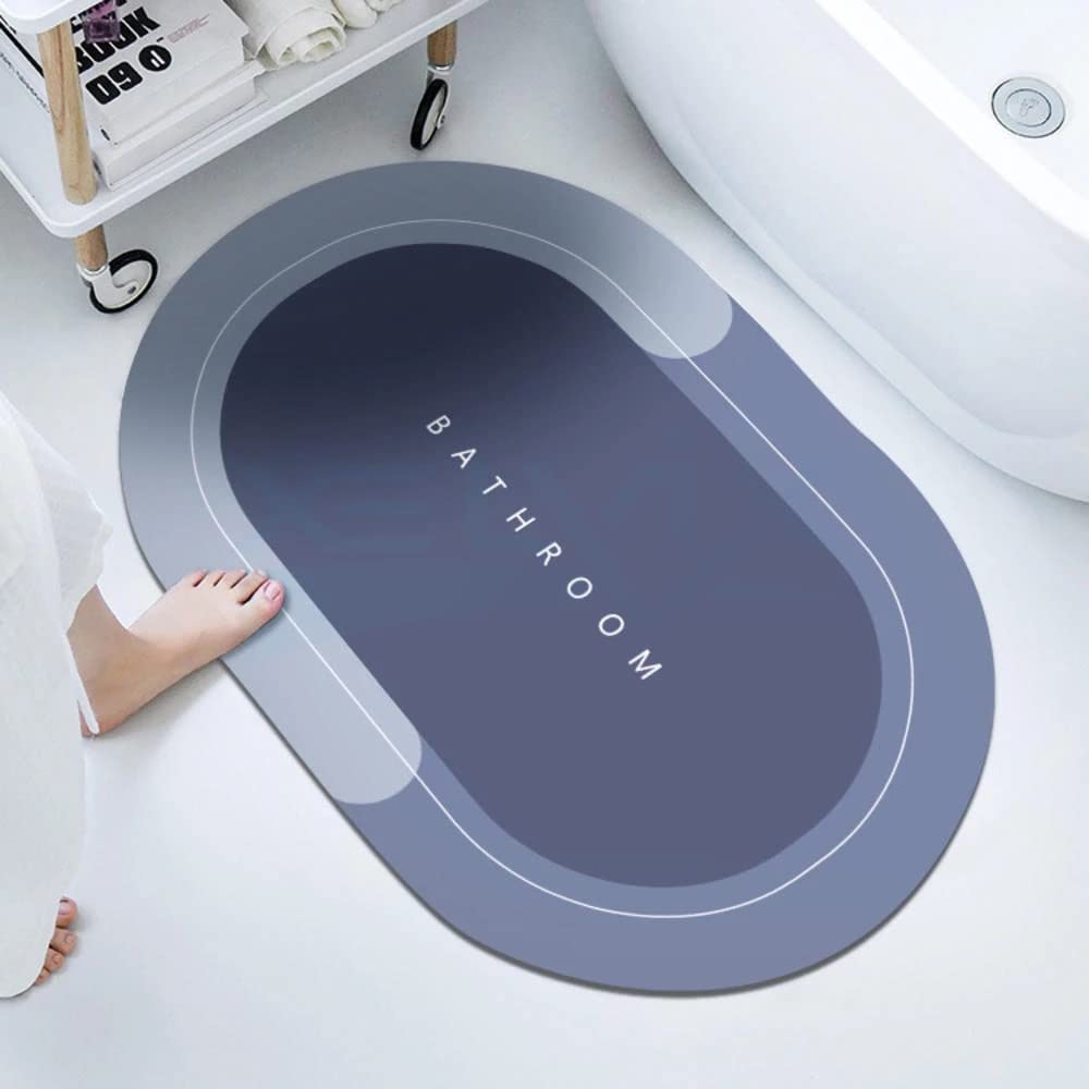 Multicolor Anti-Slip Bathroom Mat, Water-Absorbing Rubber Doormat for Home, Kitchen (Oval)