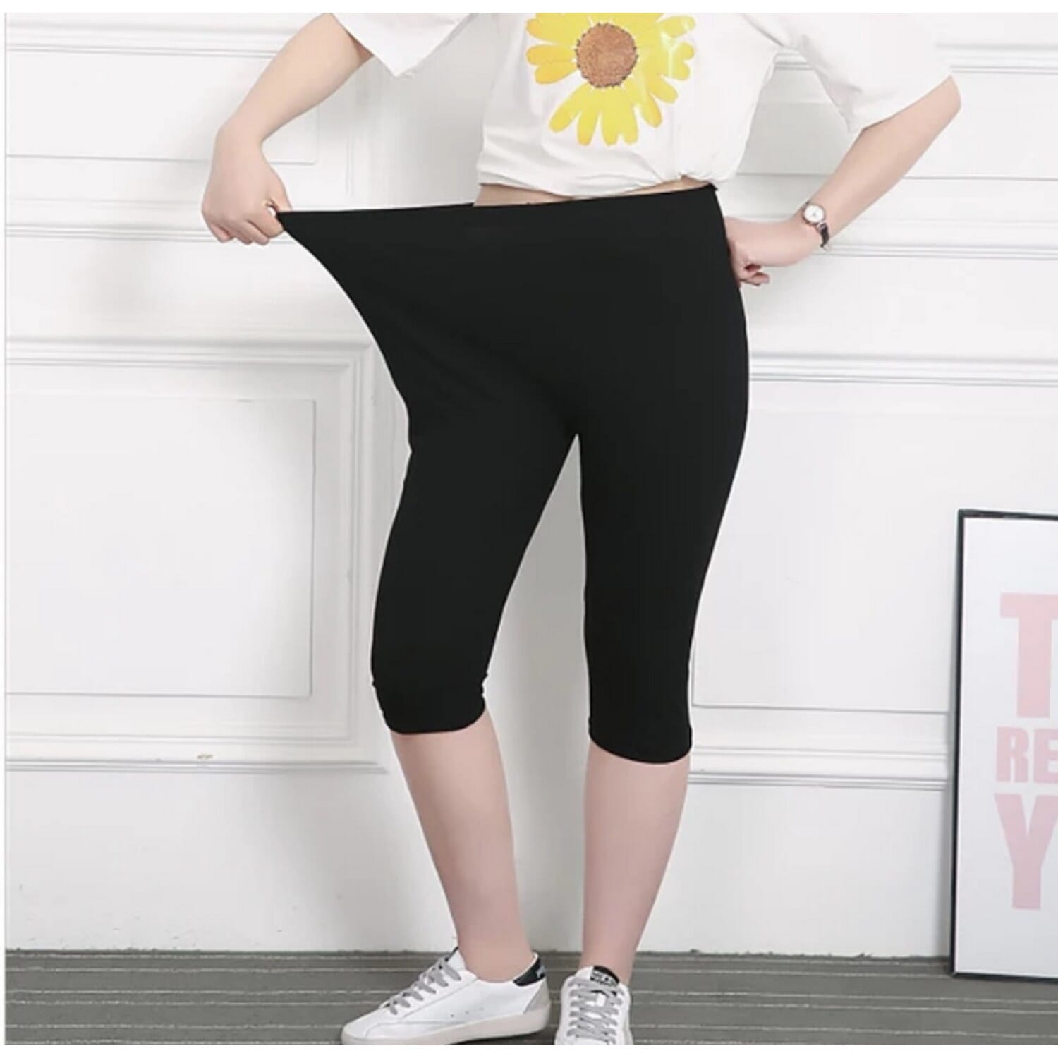 Quarter Skinny Lycra Viscose Leggings For Women - Black (One Size)
