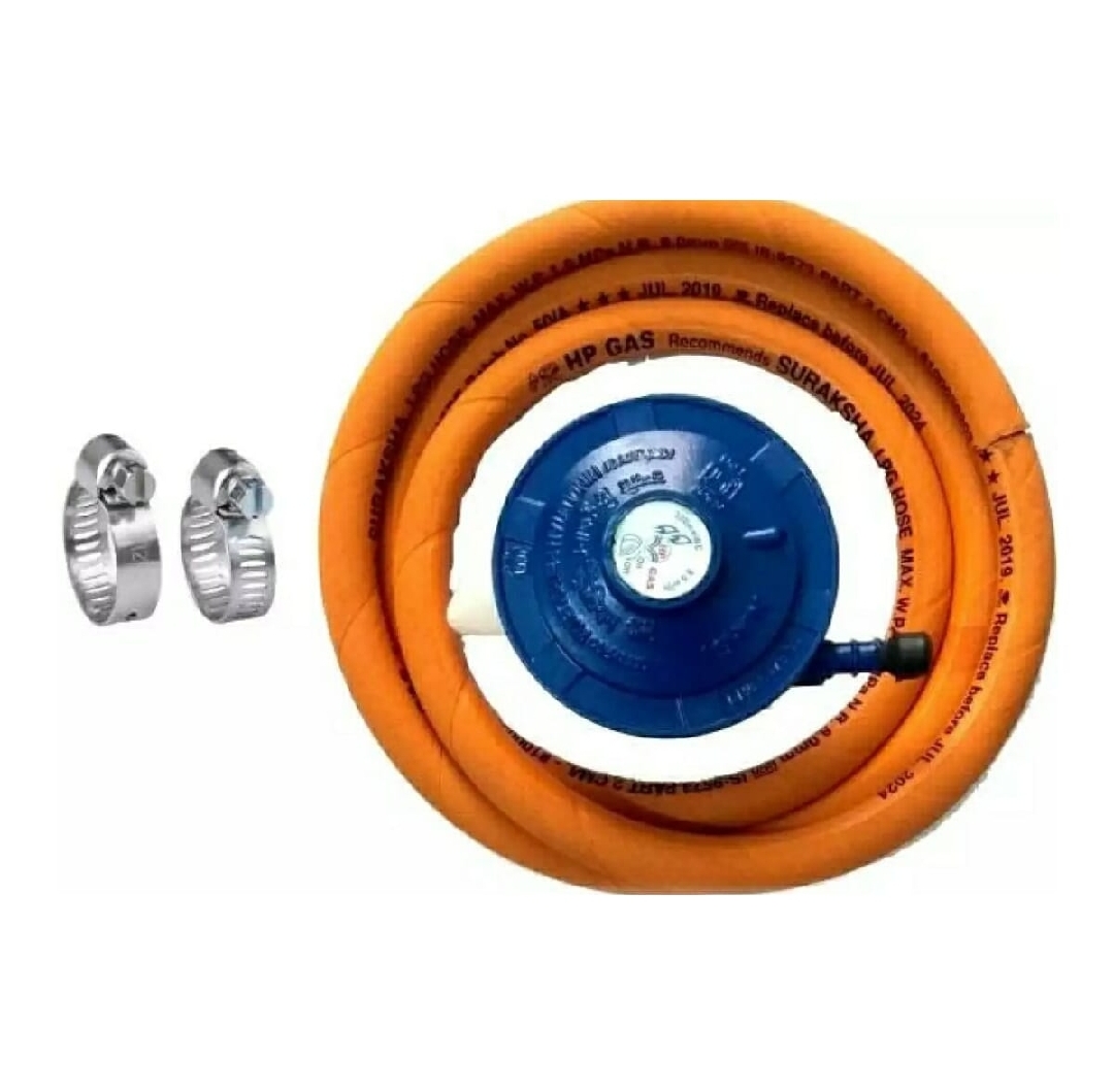 LPG Gas Regulator And 2 Meter Gas Pipe (Free 2 Pcs Clamp) - Blue