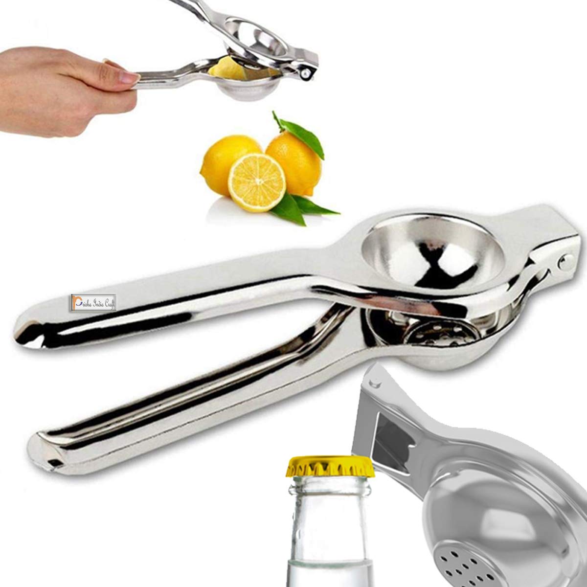Stainless Steel 2-in-1 Lemon Squeezer With Bottle Opener - Silver
