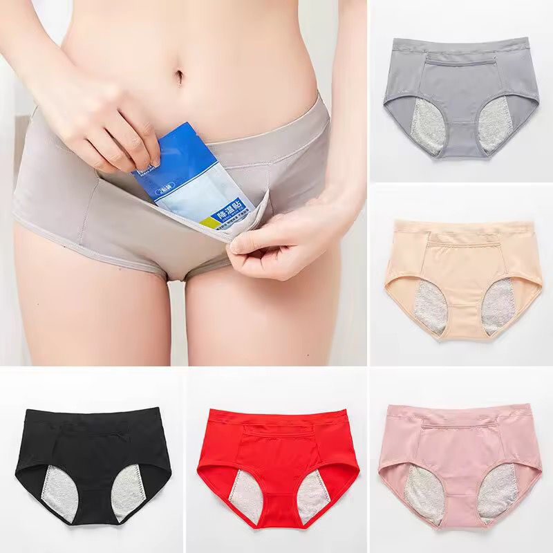 Women’s 3-Piece Cotton High-Waist Leak-Proof Menstrual Panties With Absorbent Pocket