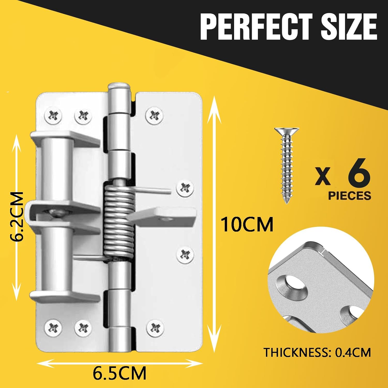 Self-Closing Spring Door Hinge - Heavy Duty Folding Shelf Anti-Rust Automatic 90° Positioning - Black