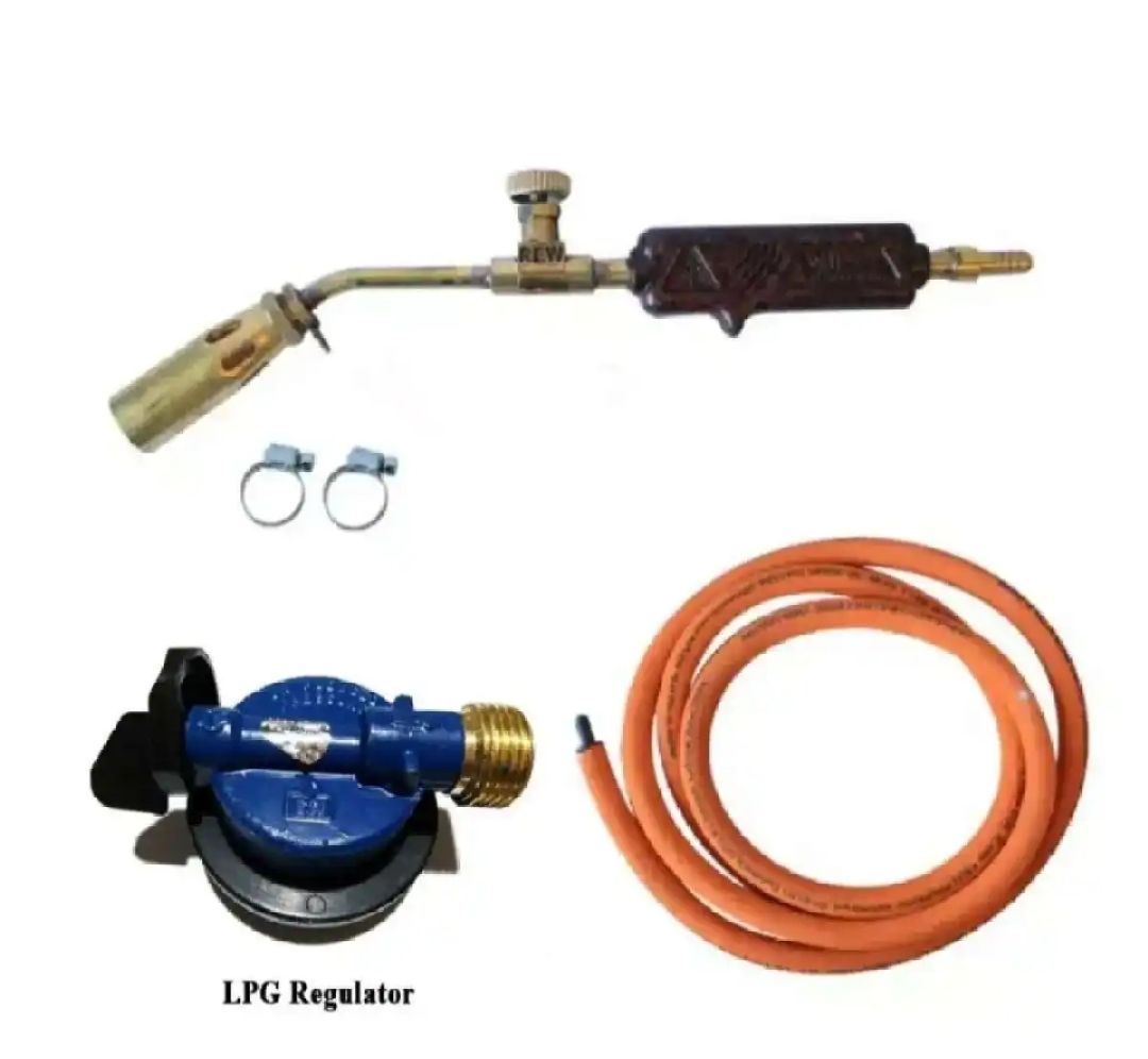 LPG Brass Gas Gun Stove Full Set Original Made In India