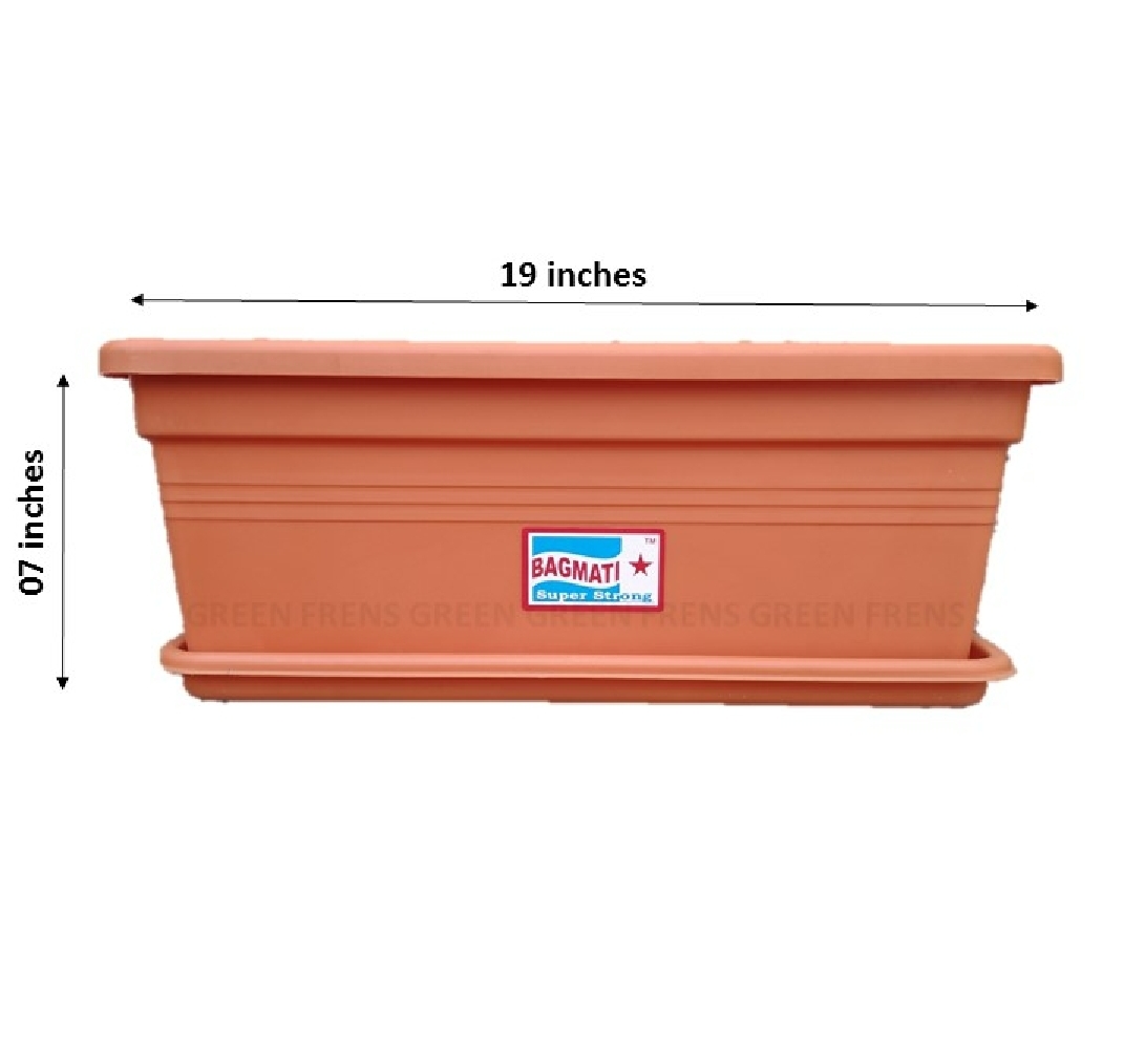 Orange Color Rectangle Planter / Gamala Big With Plate
