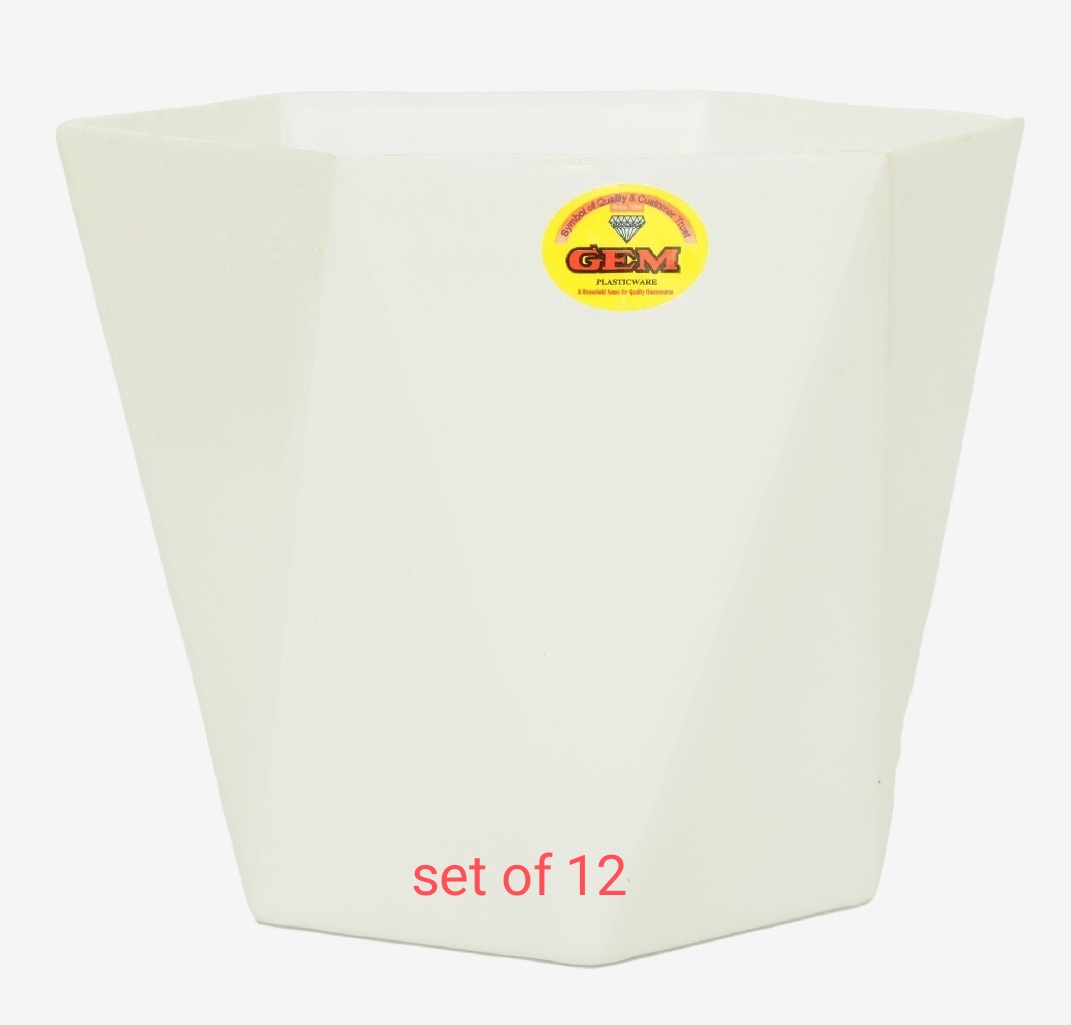 12 Pcs 5 Inch Beautiful  Diamond Shape Flower Pot / Gamala - 4001 - Multicolor