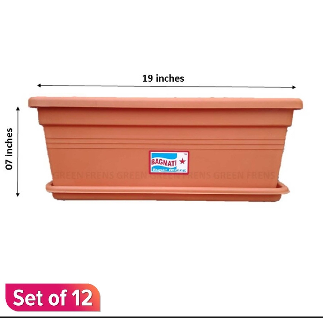 Pack Of 12 Orange Color Rectangle Planter Big With Plate