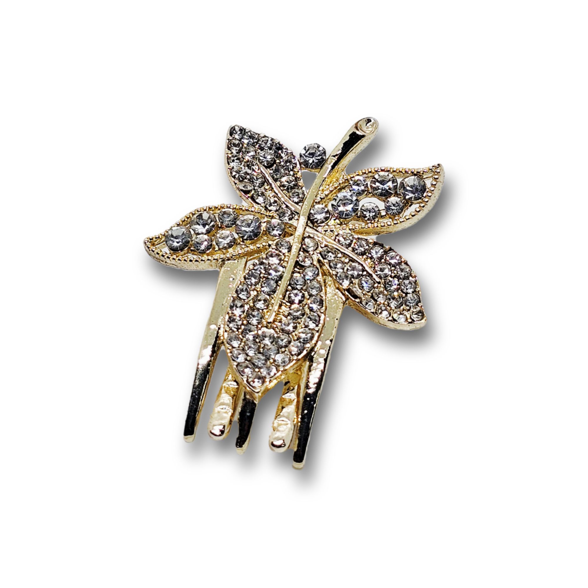 Golden Leaf Sparkle Clip For Women - 1 Piece