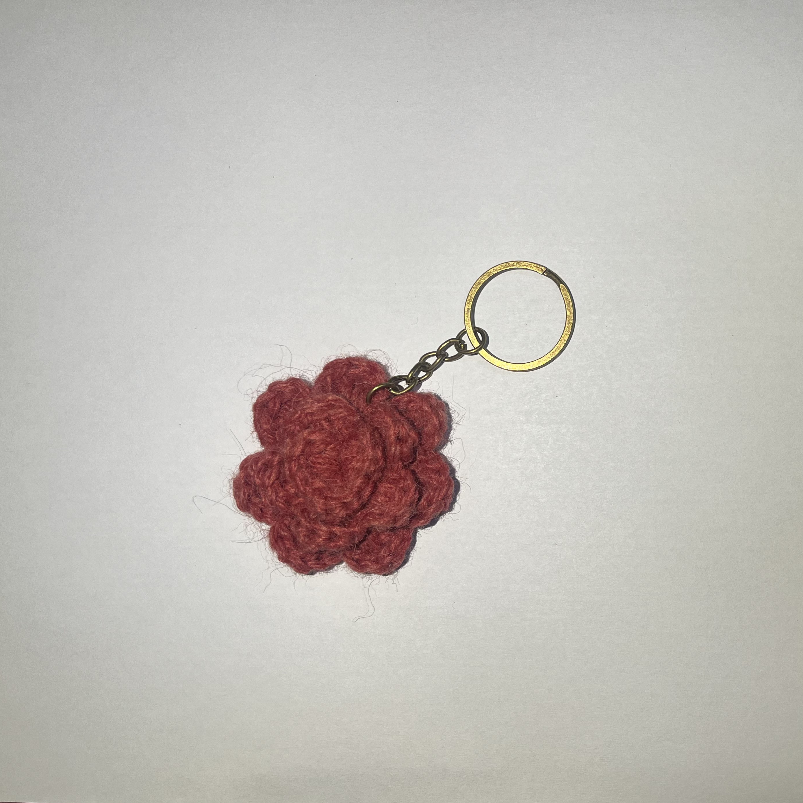 Handmade Woolen Key Holder, Red Rose Design