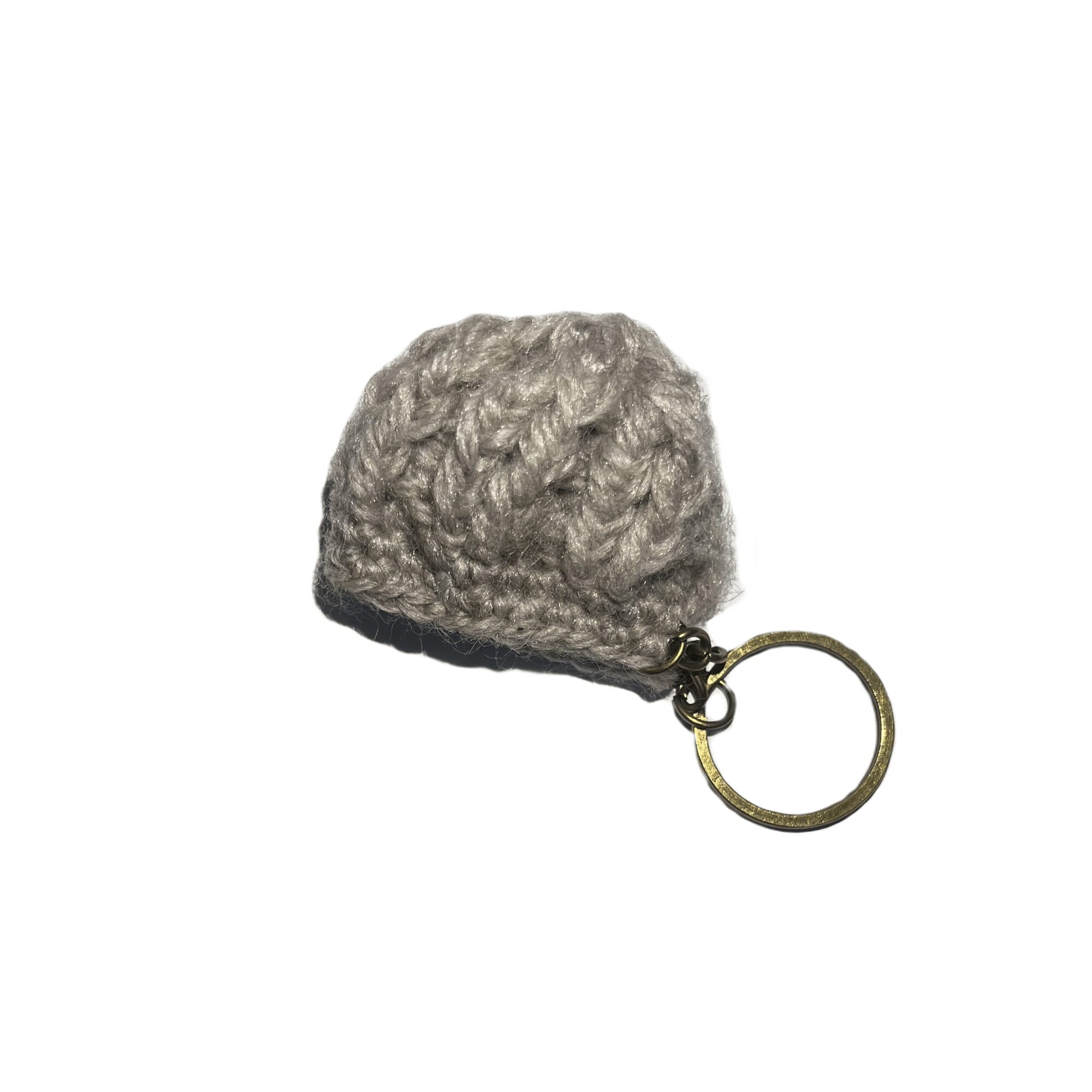 Handmade Woolen Keychain, Grey Cap Design