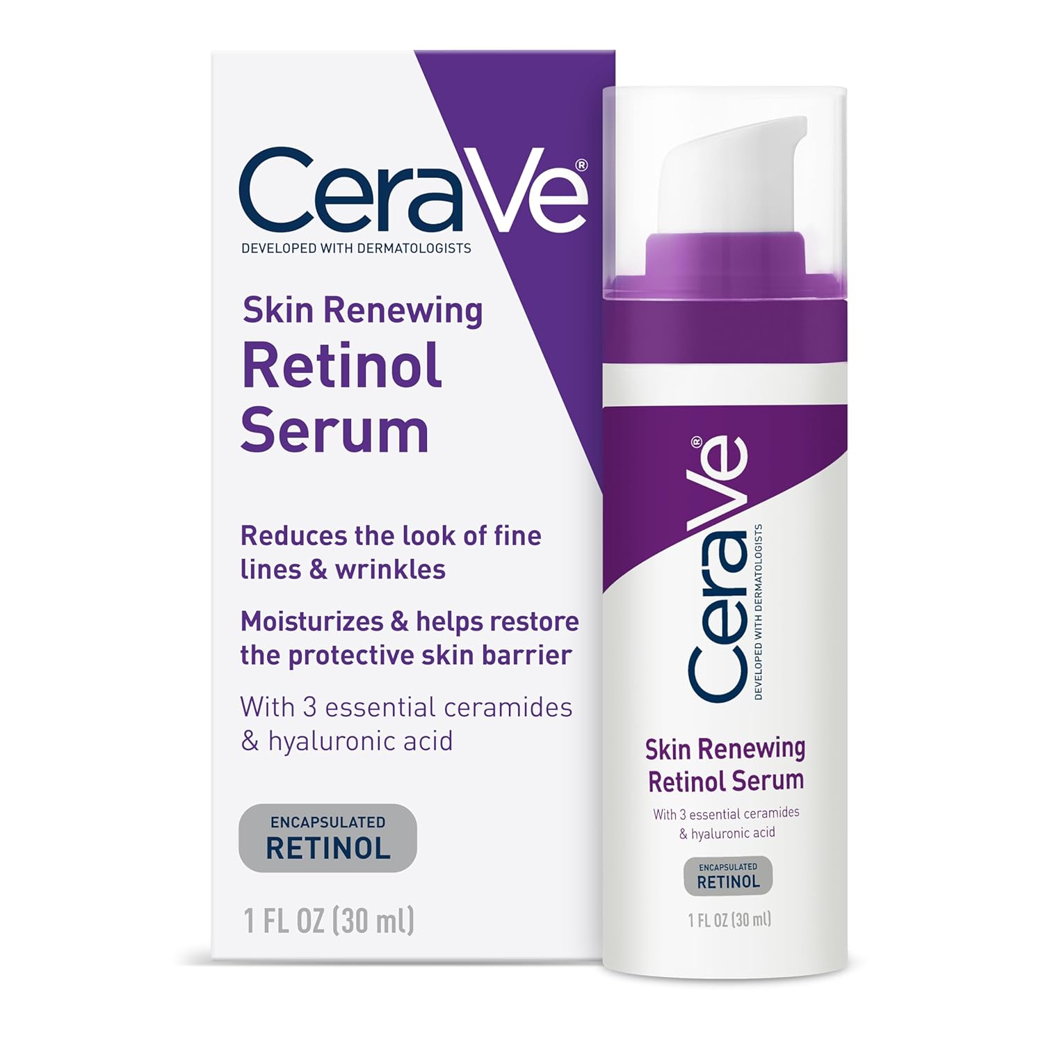 CeraVe Anti Aging Retinol Face Serum - 30ml | With Hyaluronic Acid, Niacinamide & Ceramides | Reduces Wrinkles & Fine Lines | Fragrance Free