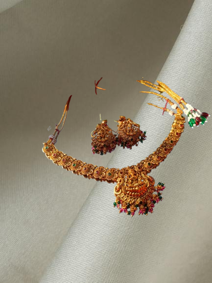 Brass Temple Jewelry Set For Women