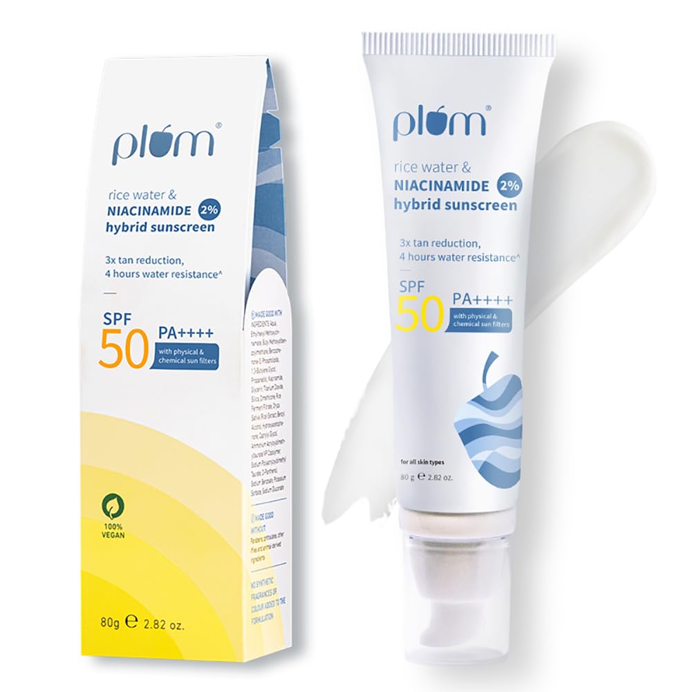 Plum 2% Niacinamide Hybrid Sunscreen SPF 50 with Rice Water, 80g