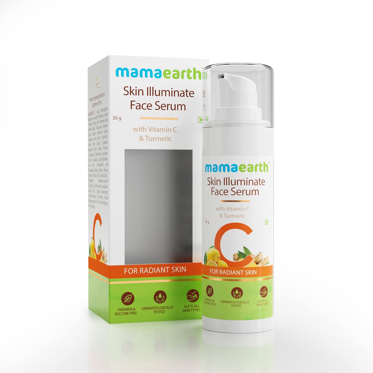 Mamaearth Skin Illuminate Vitamin C Serum For Radiant Skin with High Potency Vitamin C & Turmeric, 30 g