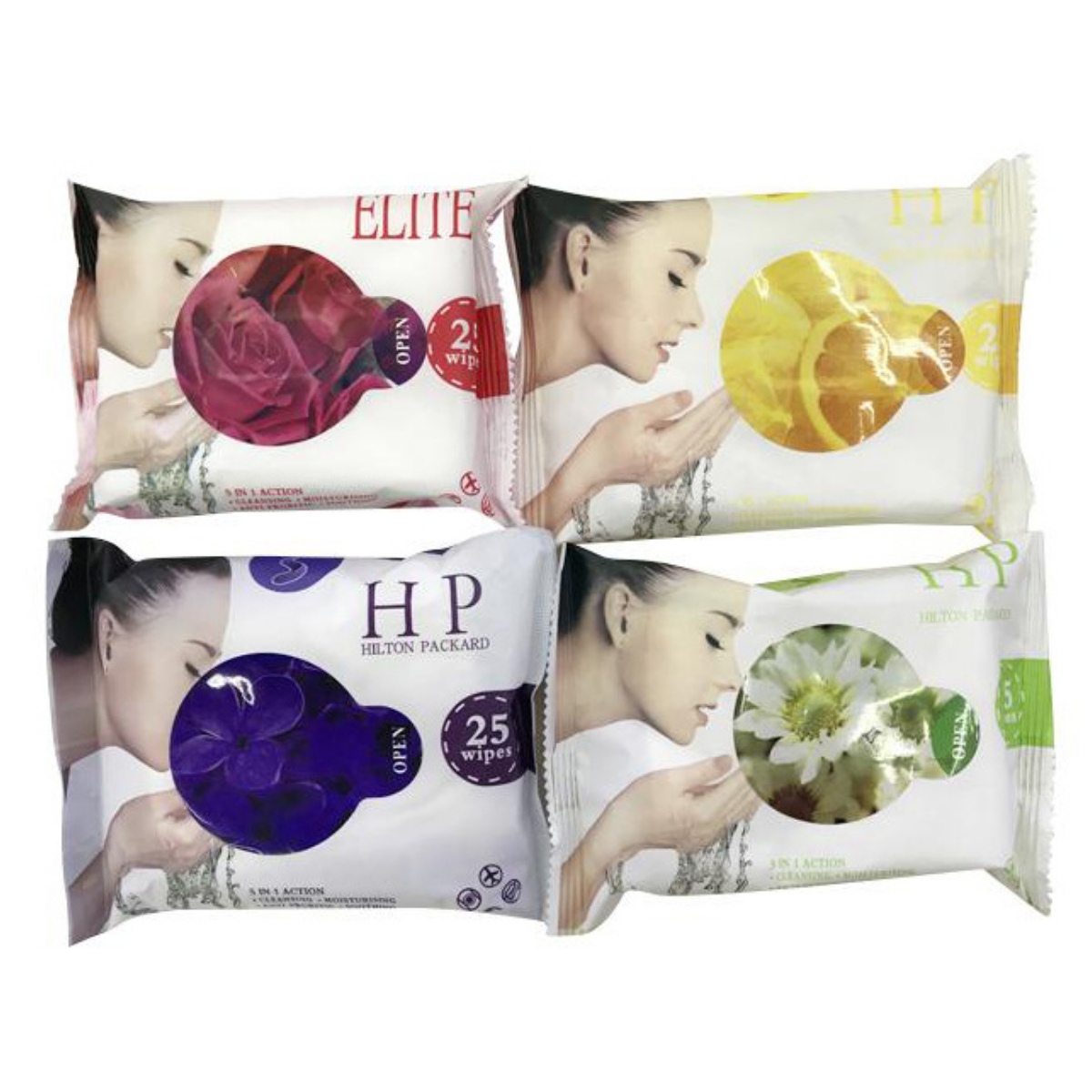 Hilton Packard Facial Cleansing & Moisturizing Wet Wipes – 25 Sheets Per Pack, Pack of 4