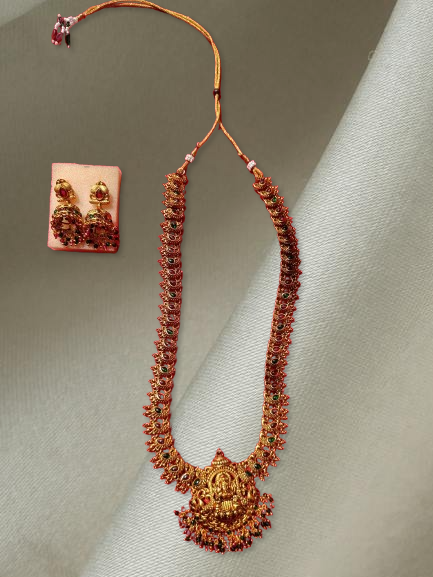 Brass Temple Jewelry Set For Women