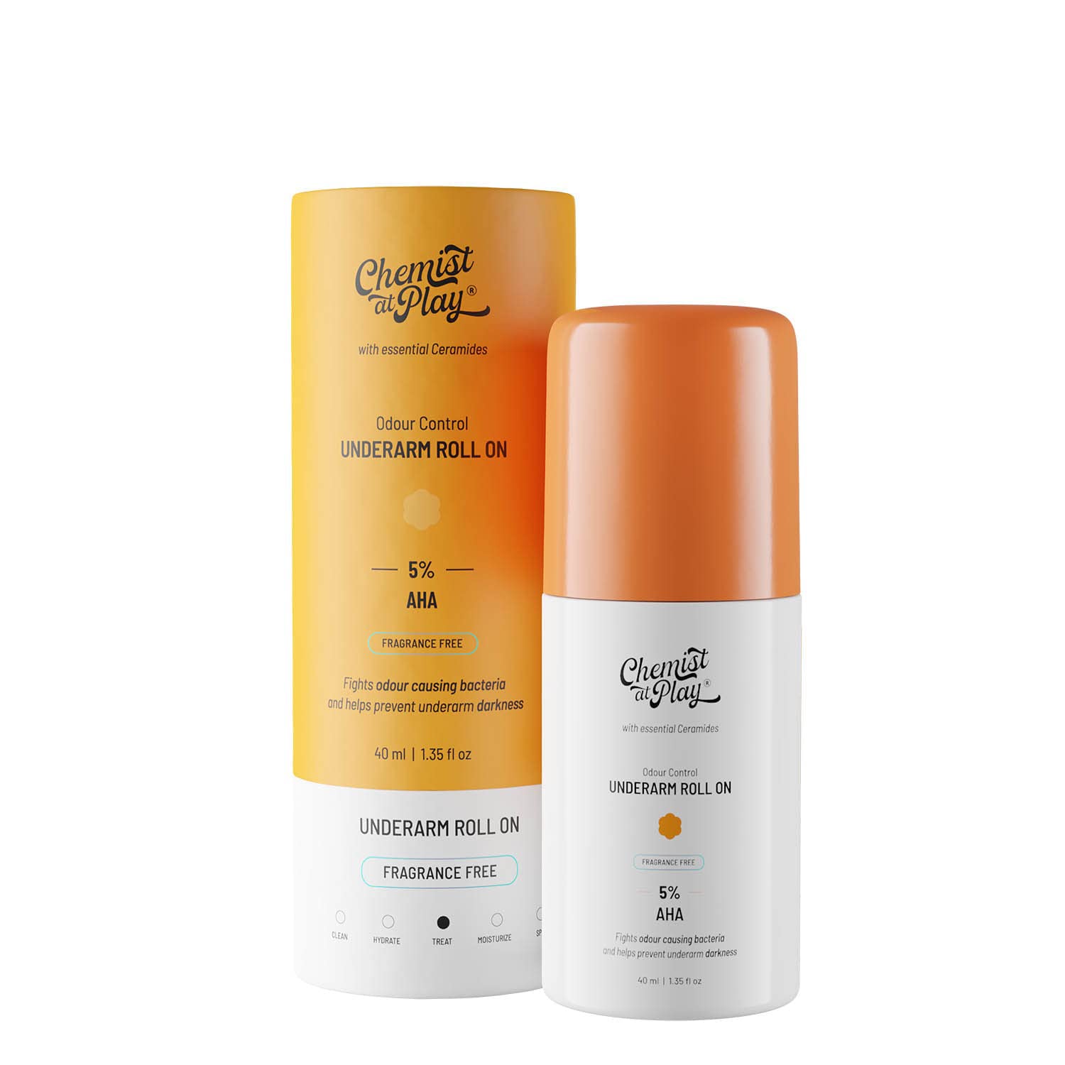 Chemist at Play Underarm Roll-On Deodorant with 5% AHAs + Vitamin C Fragrance Free - 40ml