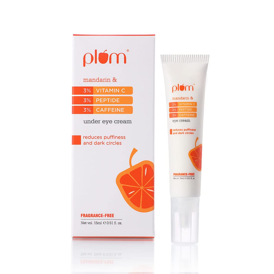 Plum 3% Vitamin C, 3% Peptide & 3% Caffeine Under Eye Cream with Mandarin - 15ml