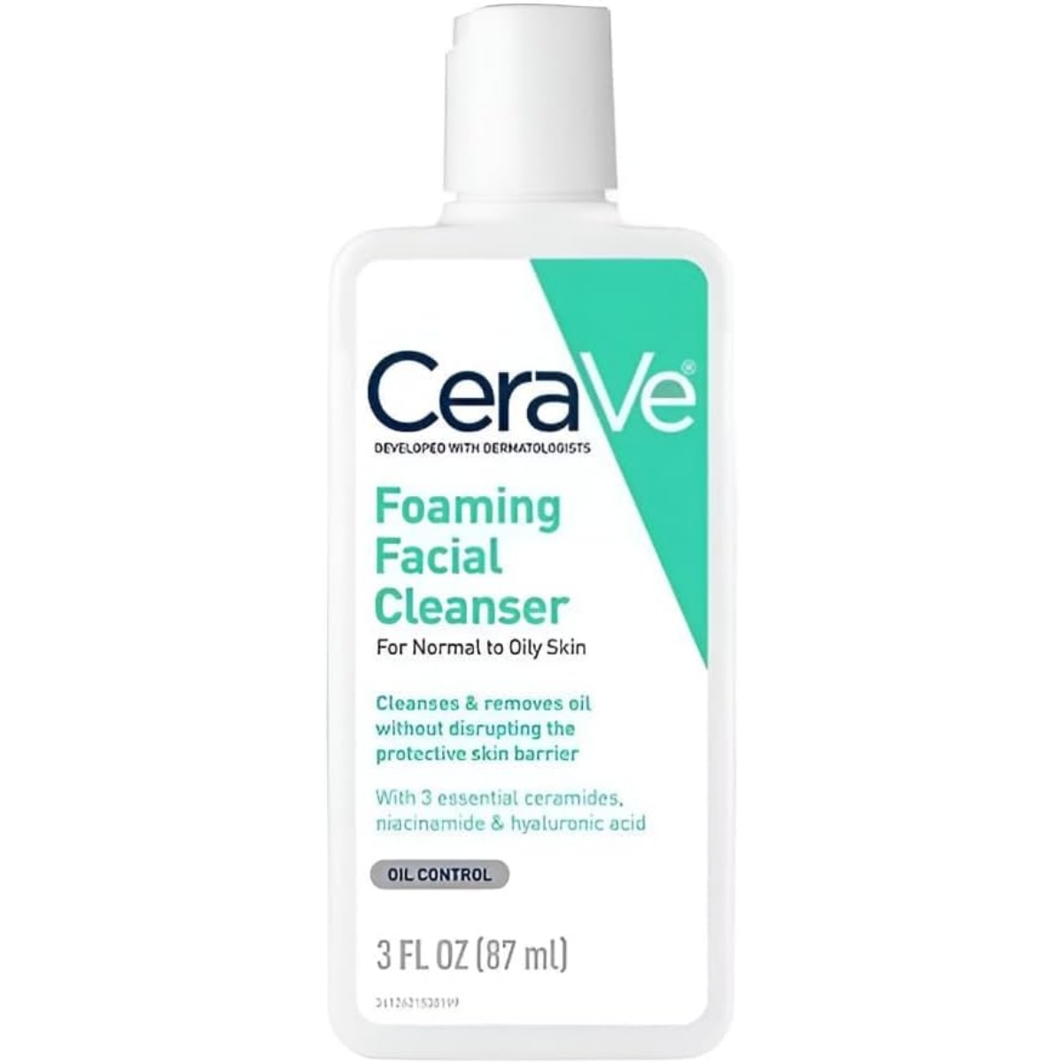 CeraVe Foaming Facial Cleanser - 87ml | Oil Control Face Wash with Hyaluronic Acid, Ceramides & Niacinamide | For Normal to Oily Skin