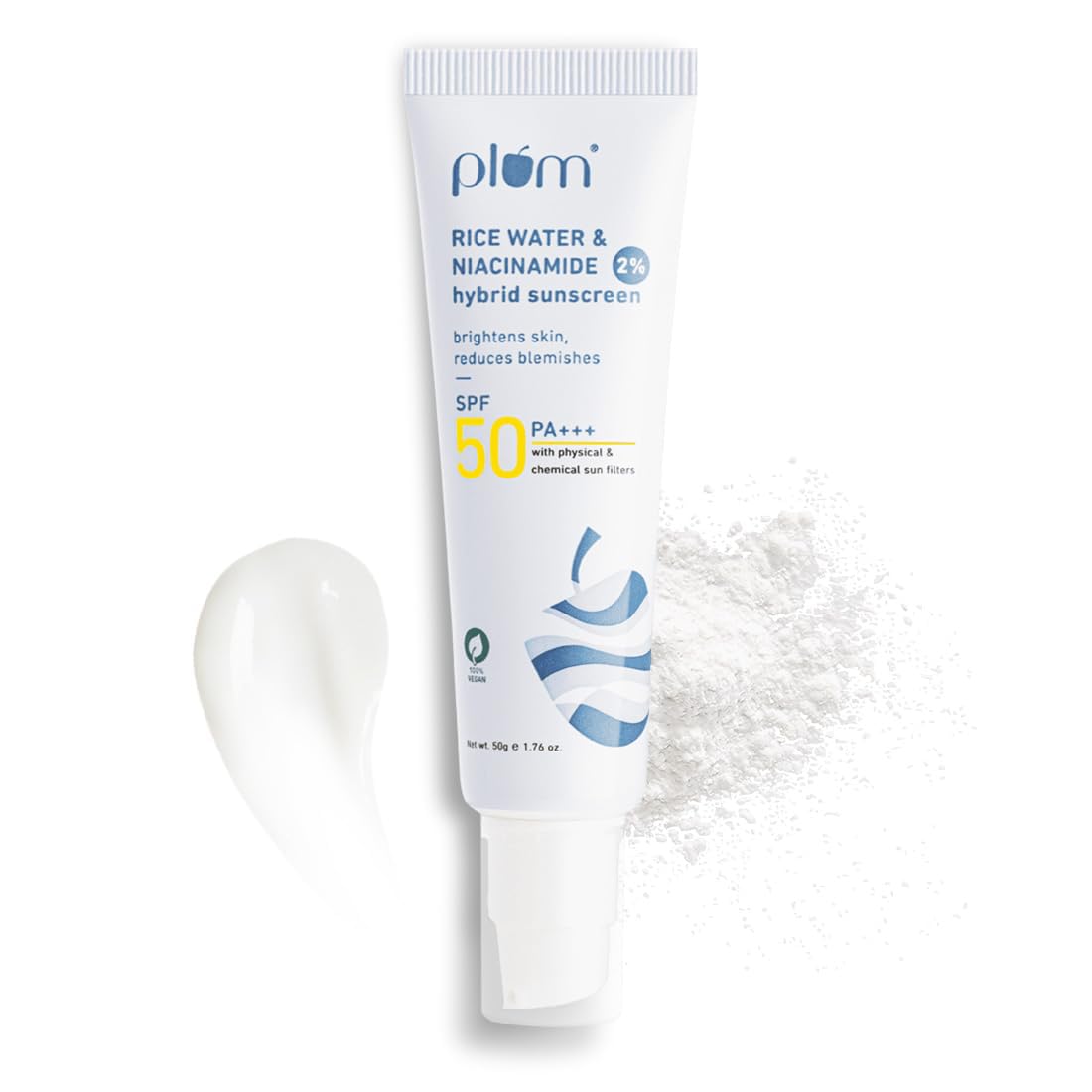 Plum 2% Niacinamide & Rice Water SPF 50 PA+++ Hybrid Sunscreen - 50gm