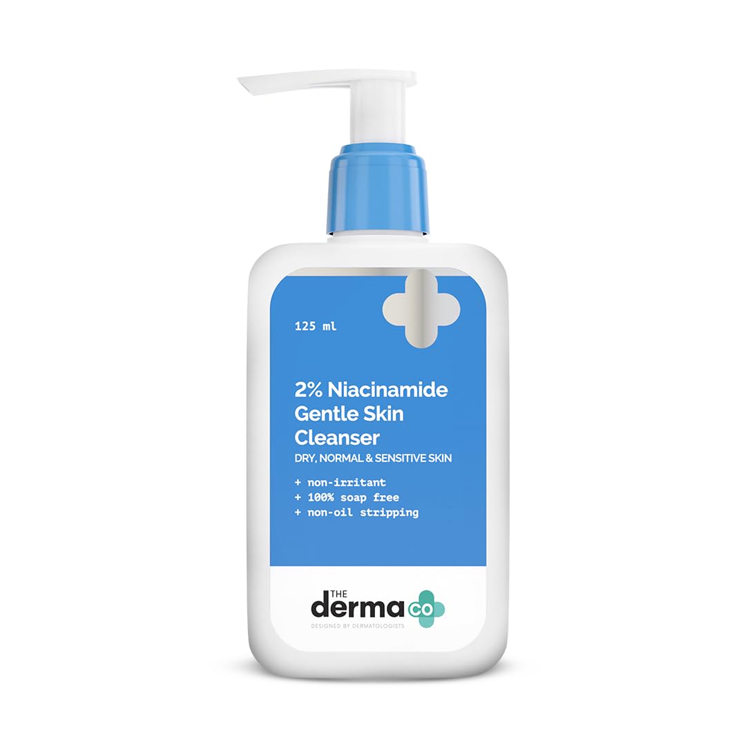 The Derma Co 2% Niacinamide Gentle Face Cleanser 125ml – Soap-Free Cleanser for Sensitive & Dry Skin