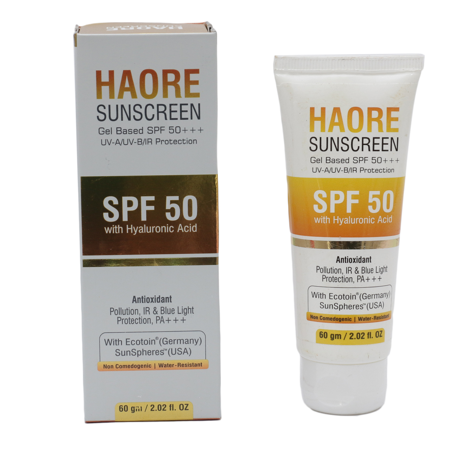 Haore Sunscreen Gel Based 50+++ With Hyaluronic Acid - 60gm