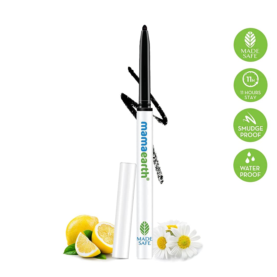 Mamaearth Charcoal Black Long Stay Kajal – Waterproof, Smudge-Proof, 11-Hour Stay with Vitamin C & Chamomile