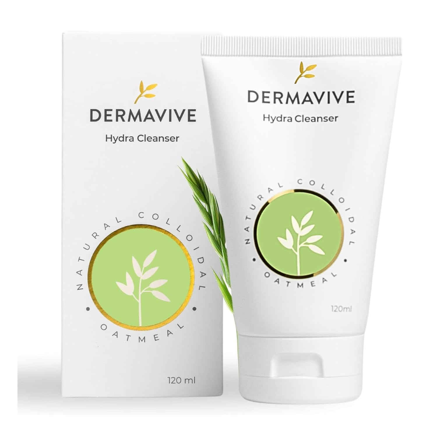 Dermavive Hydra Cleanser – Soap-Free Hydrating Cleanser with Colloidal Oatmeal for Sensitive & Dry Skin, 120ml