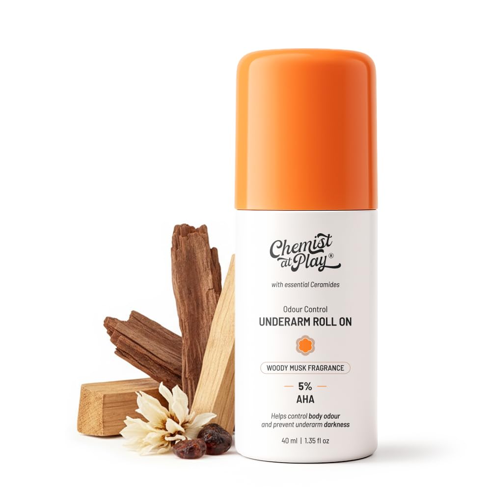 Chemist at Play Underarm Roll-On Deodorant with 5% AHAs + Vitamin C Woody Musk Fragrance - 40ml