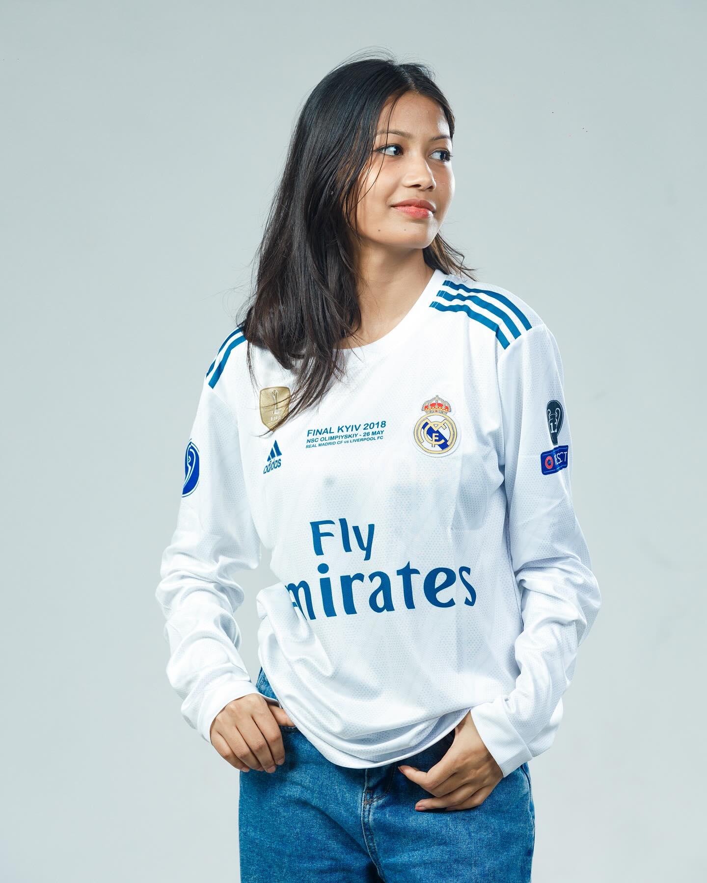  Real Madrid 2017-18 Final Vintage Home Kit For Women