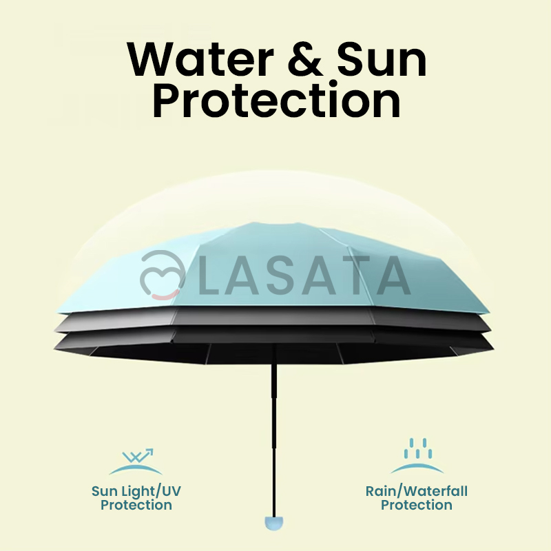 5 Fold Compact Portable Cute Umbrella with Cover - UV Protection From Sun & Rain | UPF-50+ | Girl, Women, Children, Child, School