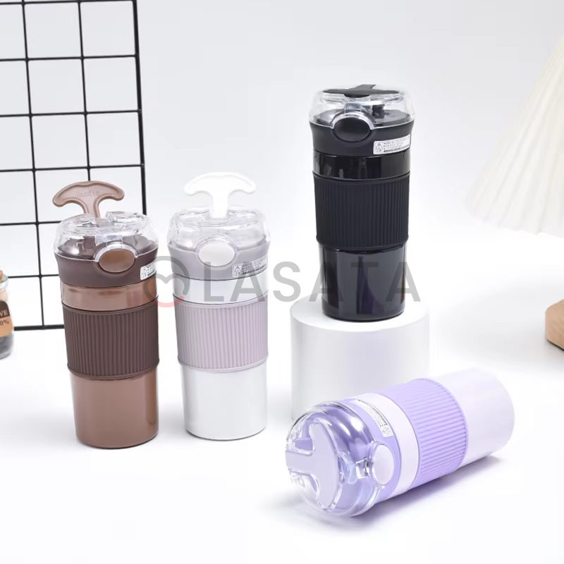 New Trendy 400ml BPA Free Vacuum Insulated Travel Coffee Mug with Straw and Silicone Sleeve for Hot and Cold Drinks