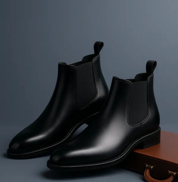 Men’s Slip-On Chelsea Boots High Top Cushioned Insole Black 39