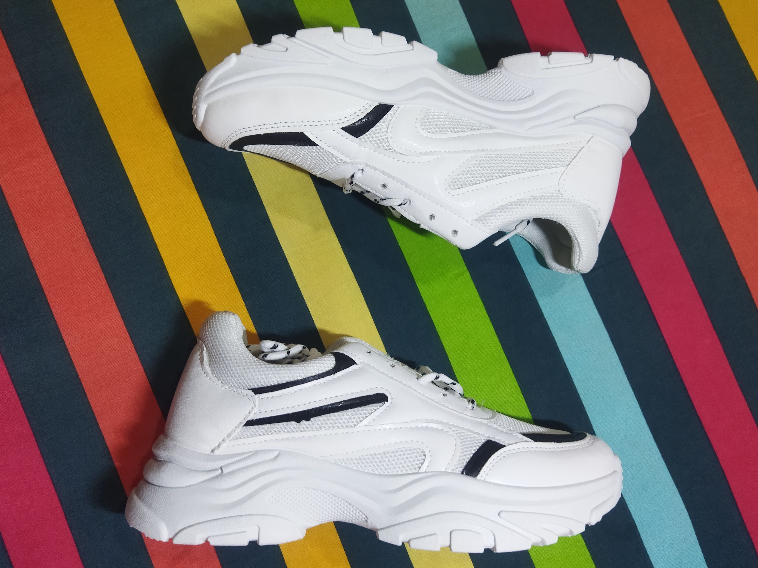 High Sole Full White Sneakers Comfortable Breathable Shoe