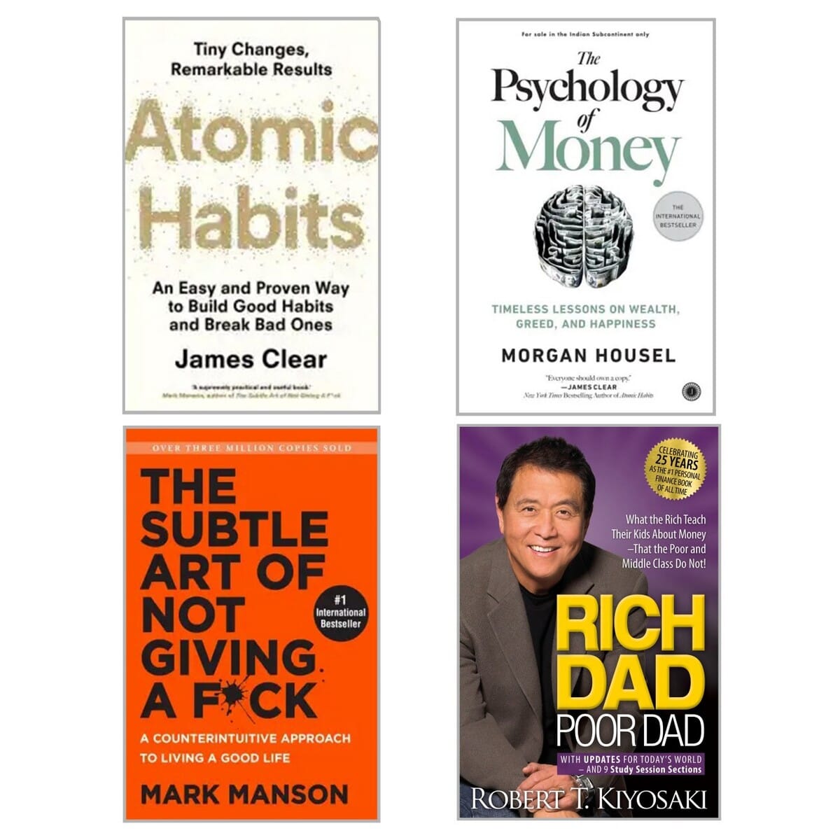 Atomic Habits Rich Dad Psychology Money Subtle Art Combo Set