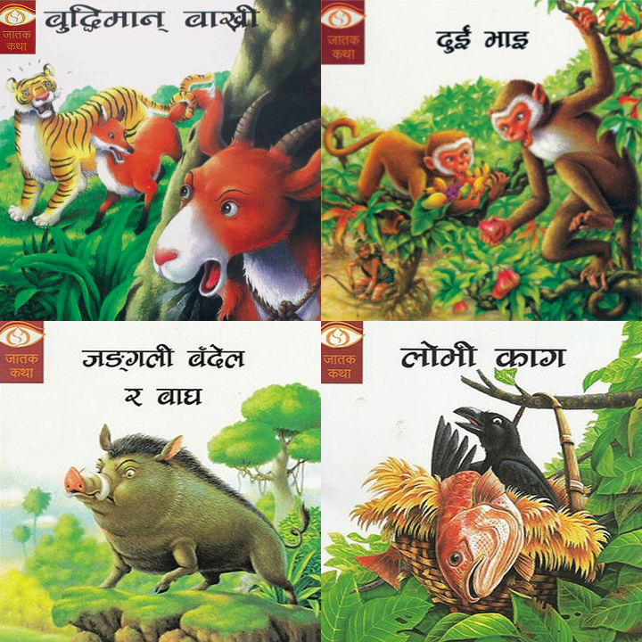 Jatak Katha (4 Story Book Set) in Nepali for your children (Buddhiman Bakhri, Dui Bhai, Lobhi Kaag & Jungali Bandel Ra Baagh)