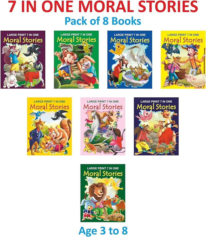 Large Print 3 In One Moral Stories for children Age 3 to 8 (8 books)