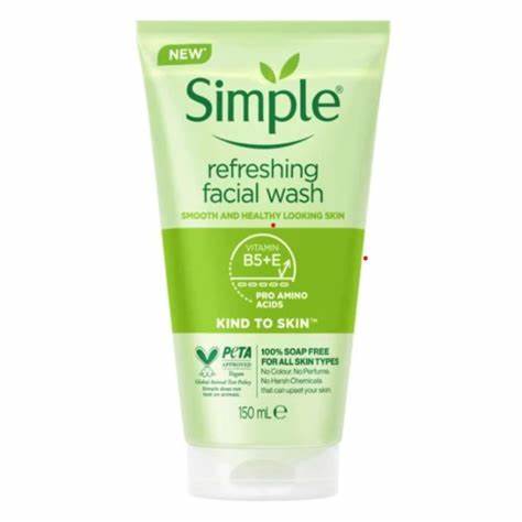 Simple Refreshing Facial Wash 150ml, 100% Soap Free