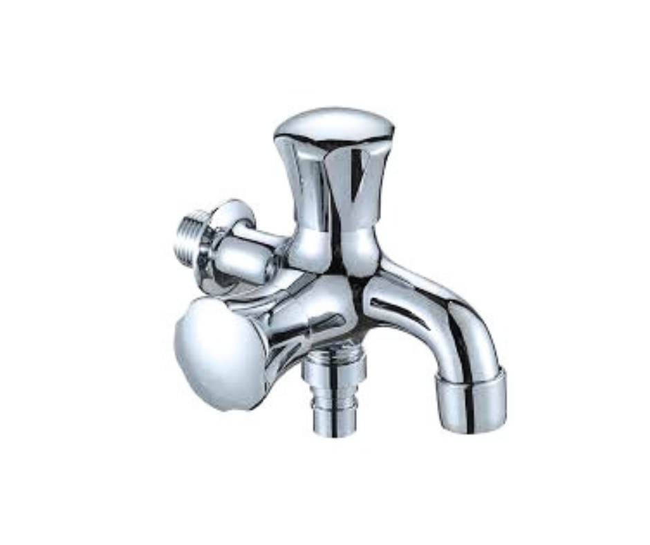 2 In 1 Double Handle Multifunction Water Tap - Silver