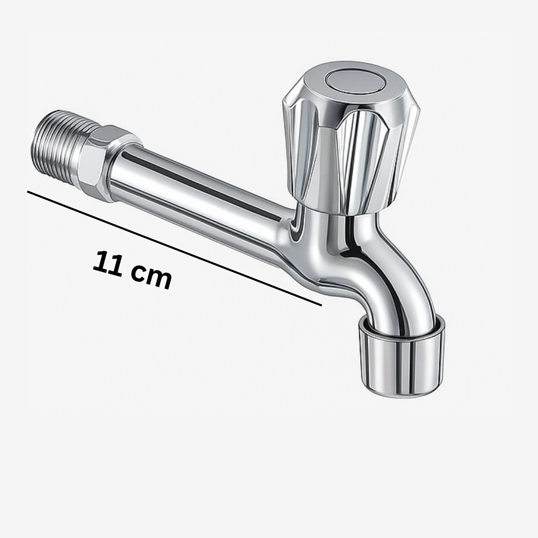 Long Body Nozzle Bib Cock Faucet -Silver