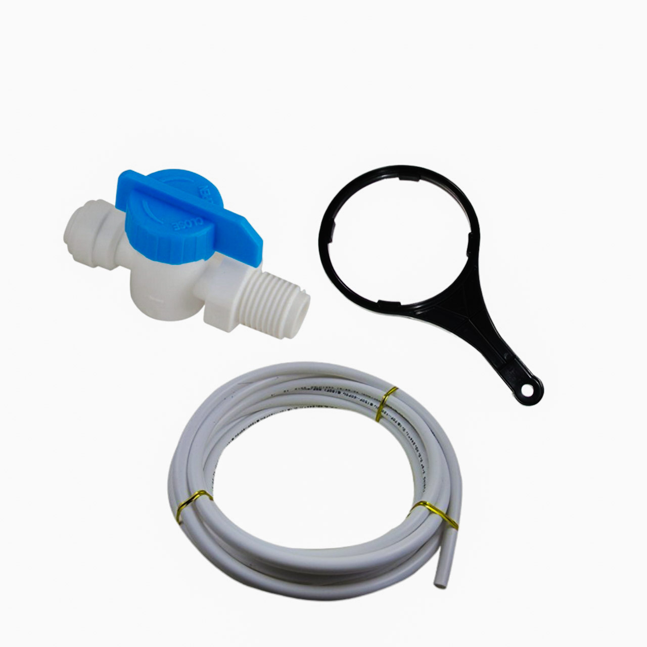 1/4 Inch RO On Off Valve Pre Filter Spanner Wrench 5 Meter Pipe Kit - White & Black