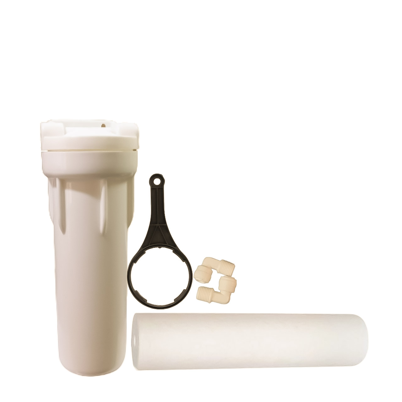Filter Housing with Pre Filter, Elbow & Spanner Wrench - White 10 Inch