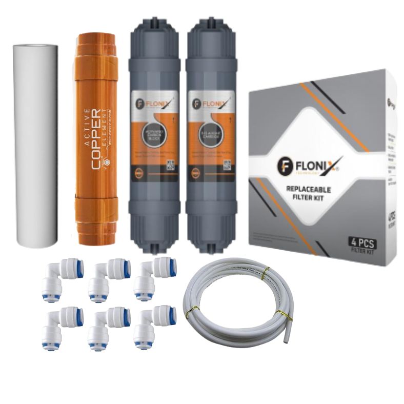 Water Purifier Replacement Filter Kit (Carbon + Sediment + Copper + PP Filters) - Brown