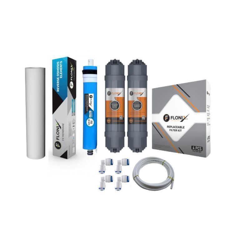 Water Purifier Replacement Kit for All RO Systems (Sediment + Carbon + RO Membrane + PP Filter) - Brown