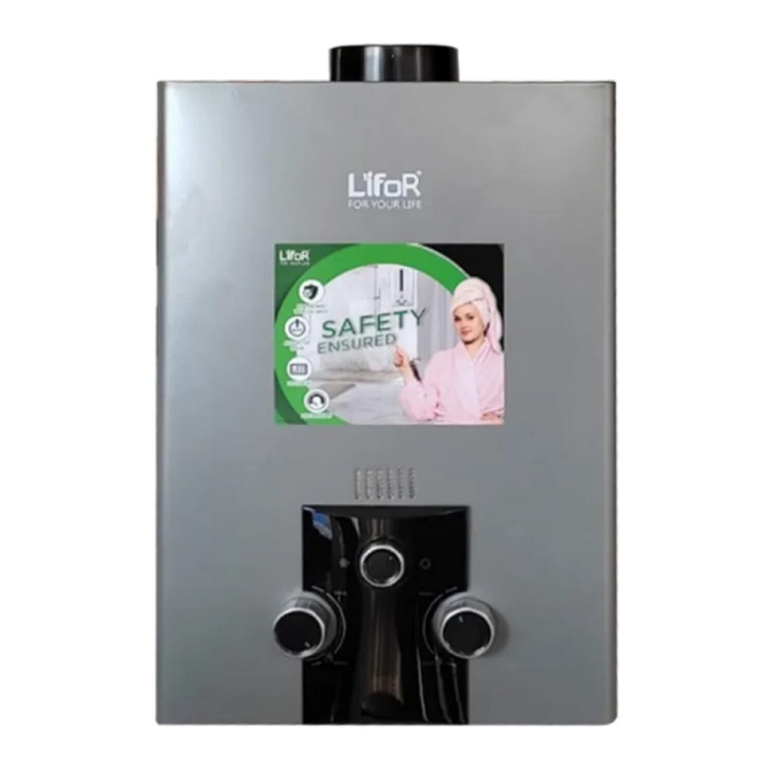 Lifor Instant Digital Display Gas Geyser - Silver