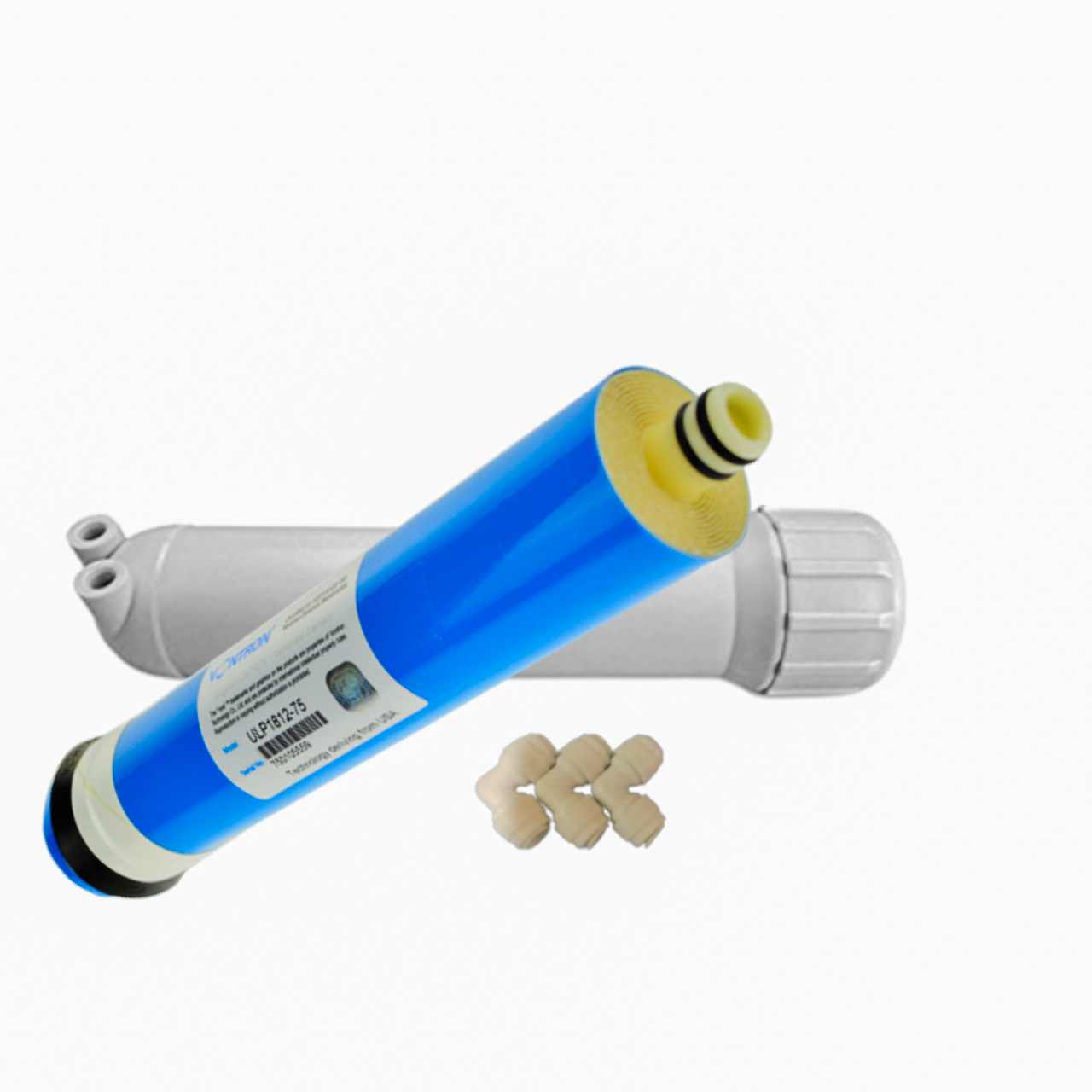 Reverse Osmosis Membrane Housing Set for Water Filtration System -  White and Blue