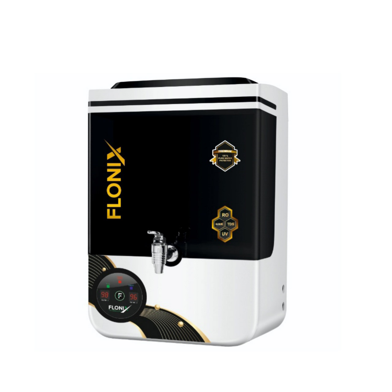 Reverse Osmosis System Flonix Technology Water Purifier - Black and white