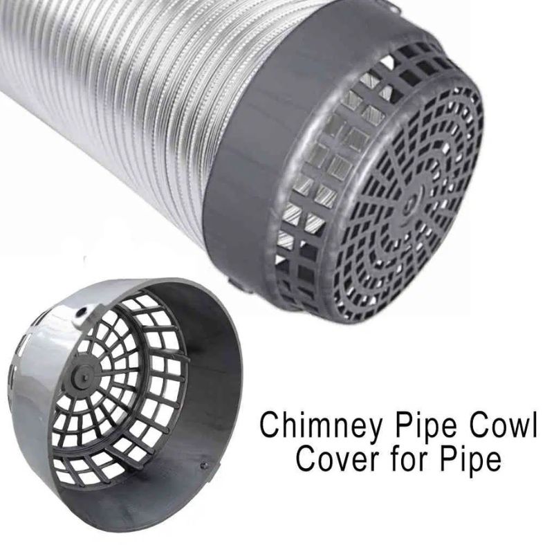 Chimney Exhaust Pipe Cowl Cover 4 Inch - Grey