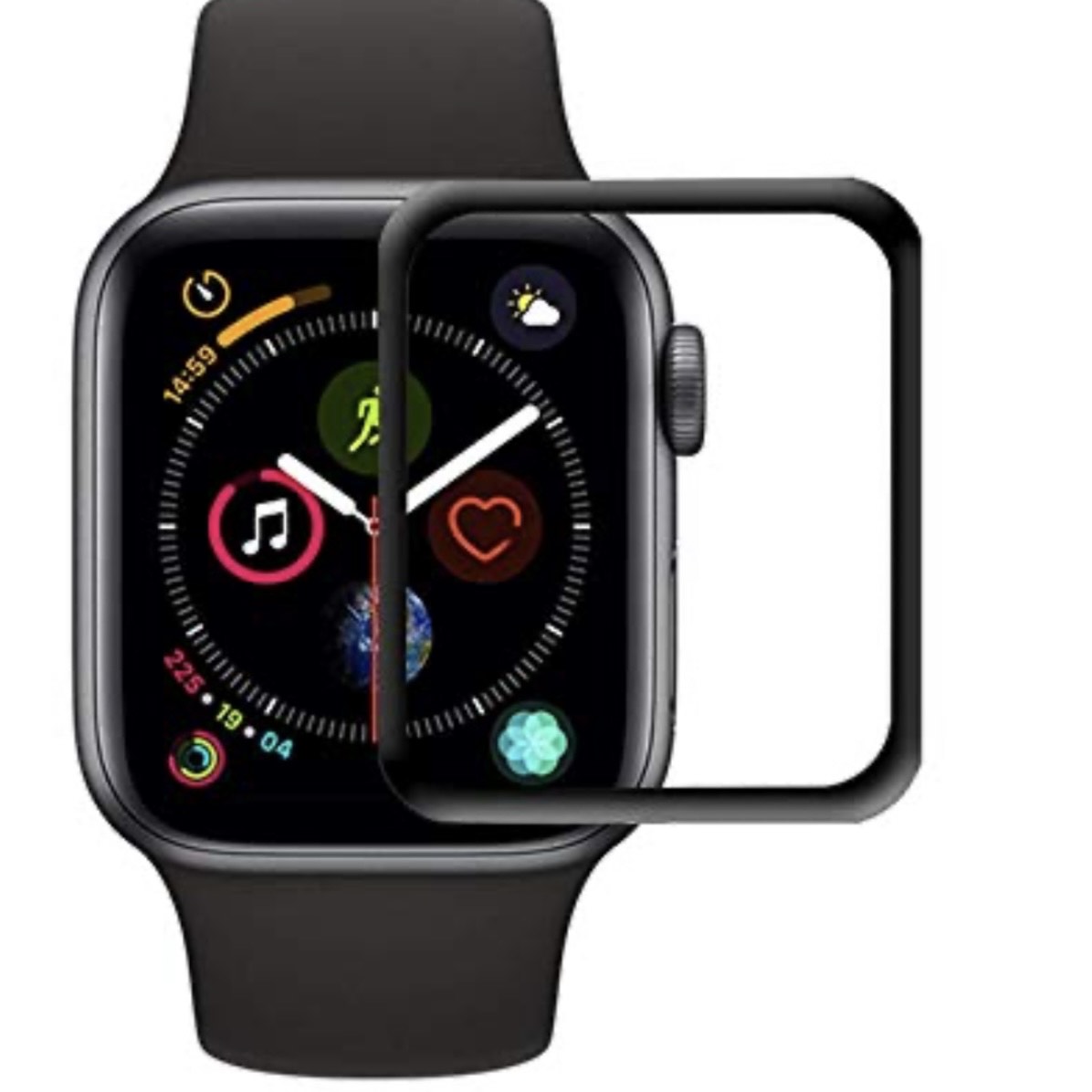 Apple Watch SE Tempered Glass 3D Full Curve - 40MM/ 45MM (Black)