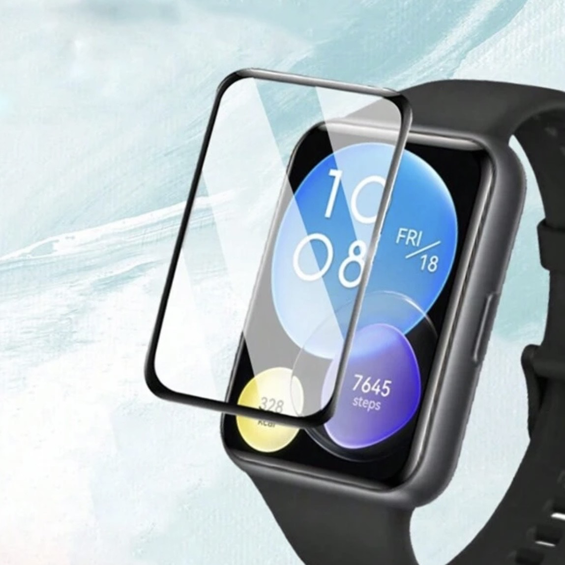 For Huawei Watch Fit 2  Full Glue Curved Clear Flexible Screen Protector - Black