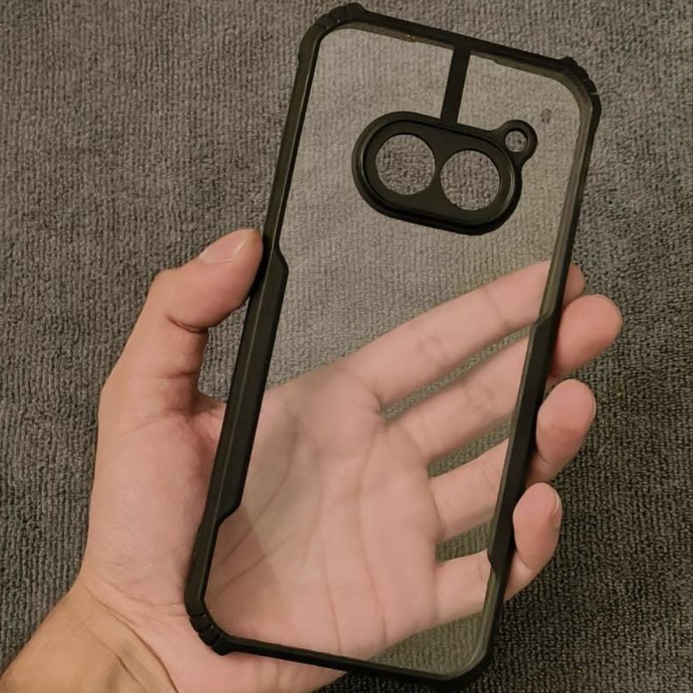 Case For Nothing Phone 2A Transparent Hard Back With Shockproof Enhanced Side Protective Bumper Phone Cover - Black